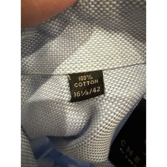 Chester Barrie Mens Blue Button Up Collar 100% Cotton Cuff Shirt Size 16 1/2 42 - Picture 6 of 10